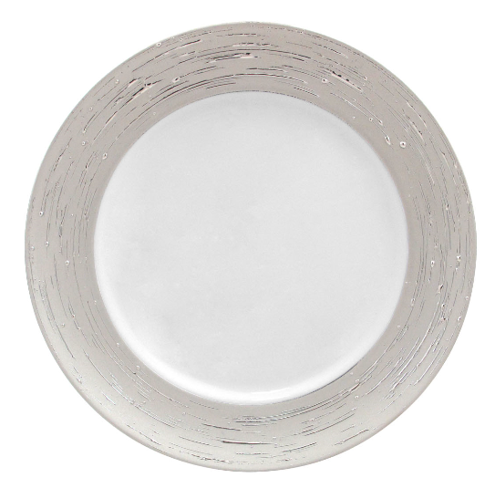Brushed Platinum/White Porcelain Charger